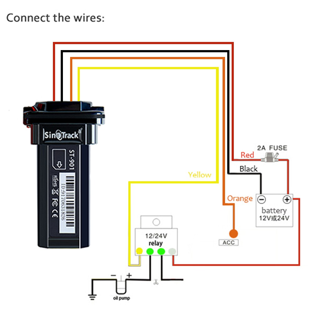 Mini Cabo Com Controle Remoto À Prova D 'Água Com Rastreador Gps St-901 4 Pinos Para Carro / Motocicleta / Veículo