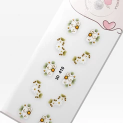 Adesivo de Unha 3D-Flores Brancas e margaridas-3D 410