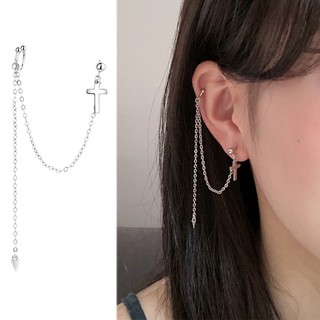 1 Pcs Punk 925 Sterling Silver Longo Borla Cruz Brincos Do Parafuso Prisioneiro Para As Mulheres Meninas Presente