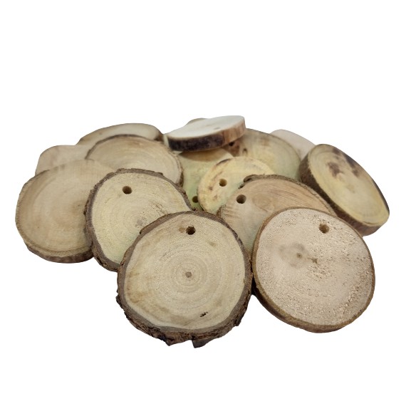Kit 10 Bolacha Madeira Tronco Natural Furada Enfeite Natalino Para Decoração Árvore de Natal