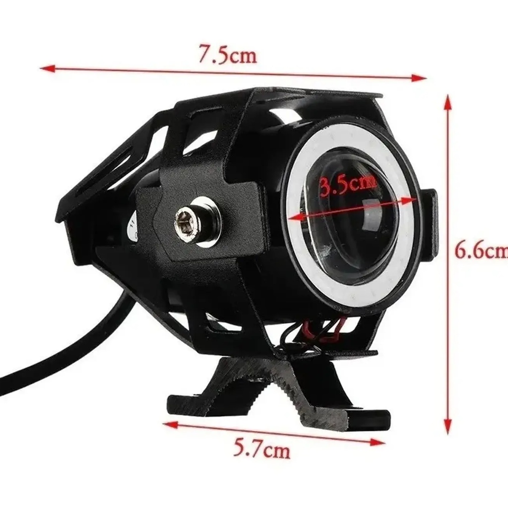 Farol Led De Milha Auxiliar U7 Mini Angel Eyes 12v + Botão Interruptor · foto 2