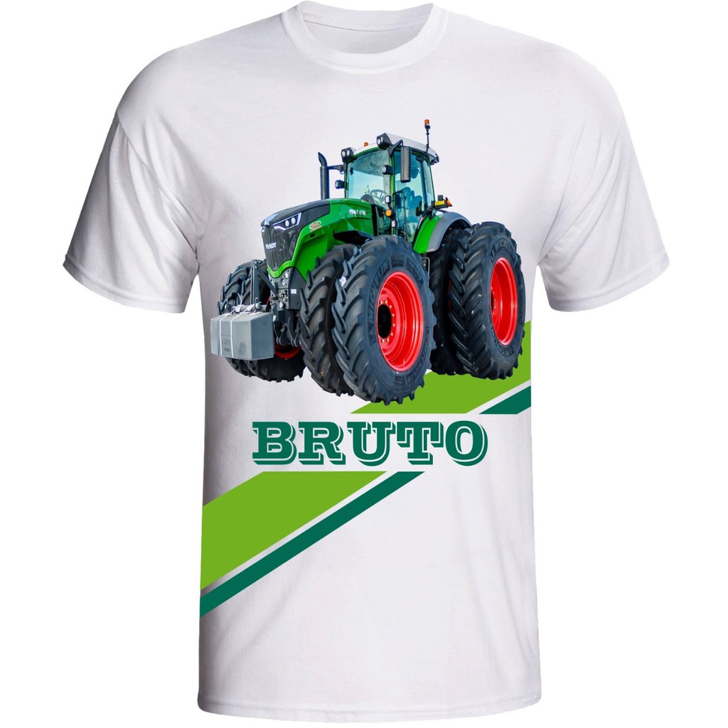 Camiseta trator  bruto,máquina agrícola,arado ,lavoura, masculina na cor branca estampada.