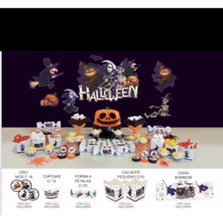 Kit Festa Halloween Cachepô/painel/adesivo/tag/caixa Bala/saia Cupcake