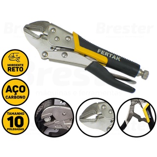 Alicate De Pressão 10 Polegadas Reto Com Cabo Emborrachado 1017 Fertak em Oferta na Shopee
