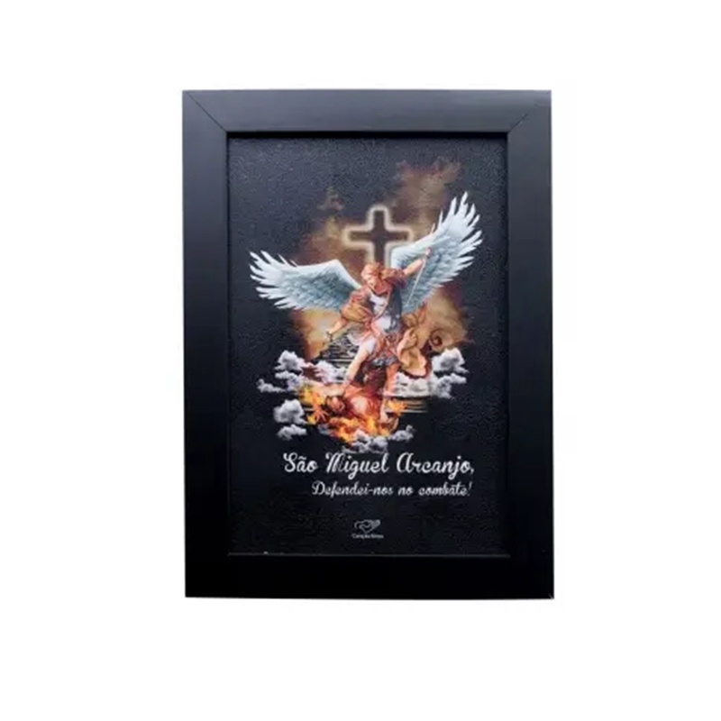 Quadro São Miguel Arcanjo quadro religioso artigos religiosos decoração interior madeira