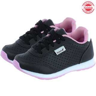 Kidstep Tenis Infantil Feminino Menina Escolar Jogging Preto com Rosa Barato 20 ao 36 em Oferta na Shopee