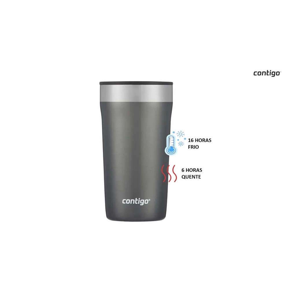 COPO TERMICO DE CERVEJA COM TAMPA STREET AÇO INOX 473ML  CINZA CONTIGO