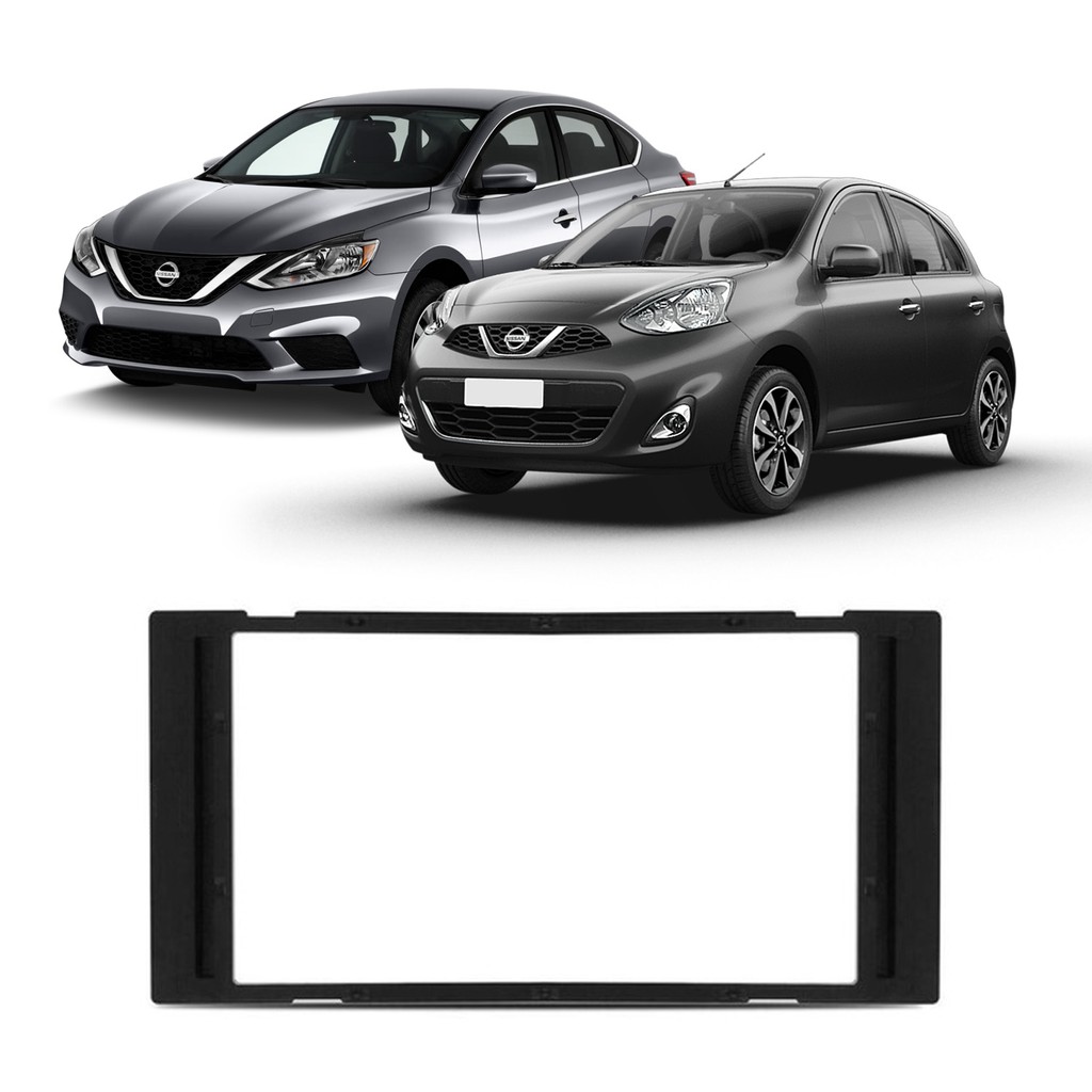Moldura 2 Din - Nissan March Até 2018 / Versa Até 2019 / Sentra SL 2014 até 2017 / Frontier 2010 até 2015 Japonês/Chinês em Oferta na Shopee