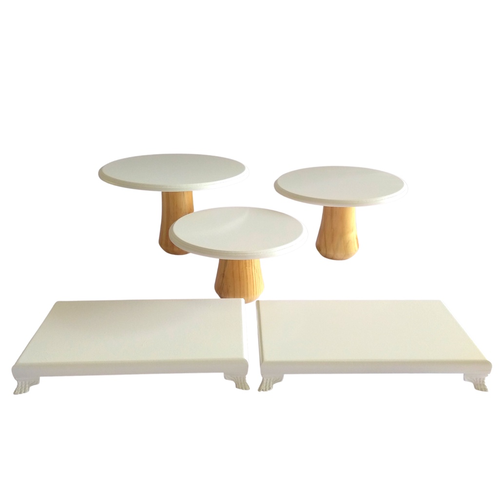 Kit Trio Cogumelo Suporte Doce E 2 Bandejas Pé Resina em Oferta na Shopee