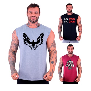 Kit 3 Regatas Machão Longline Masculina MXD Conceito Academia Musculação Casual