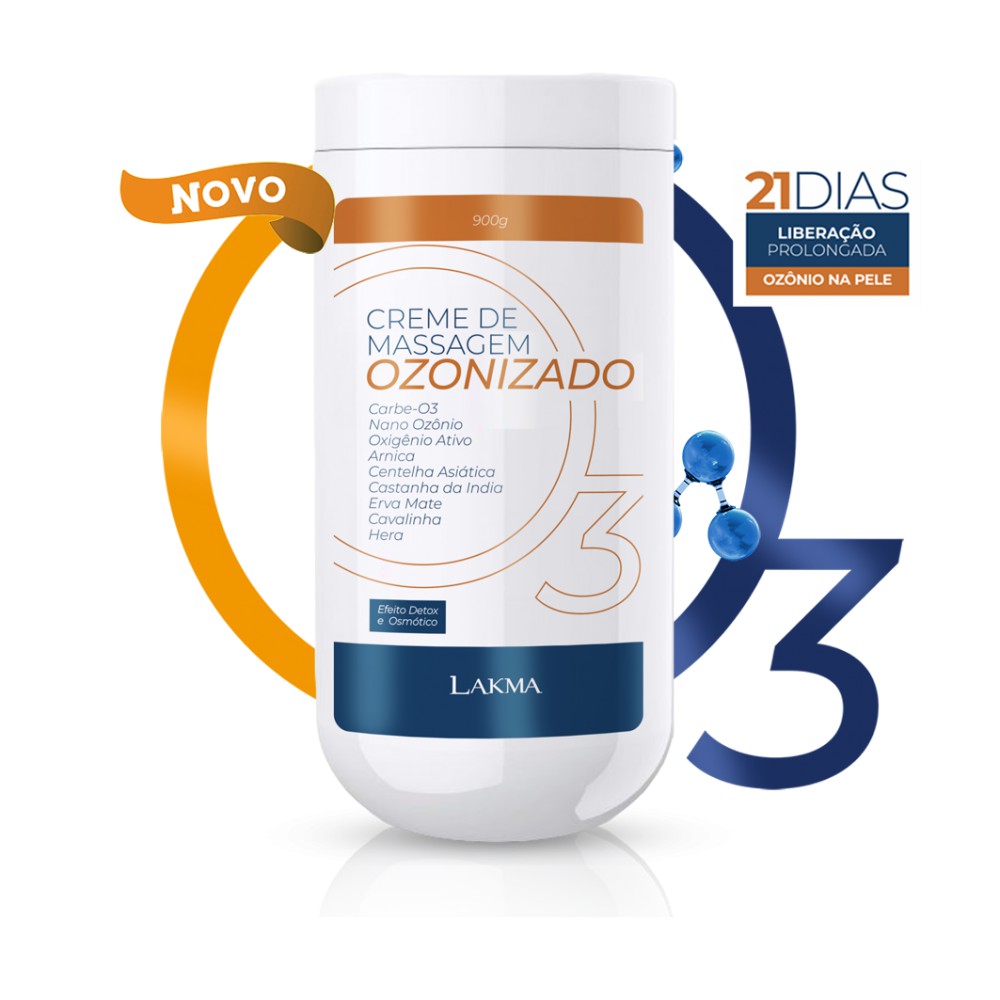 Creme OZONIZADO de Massagem, Drenagem e Modeladora 900g Lakma