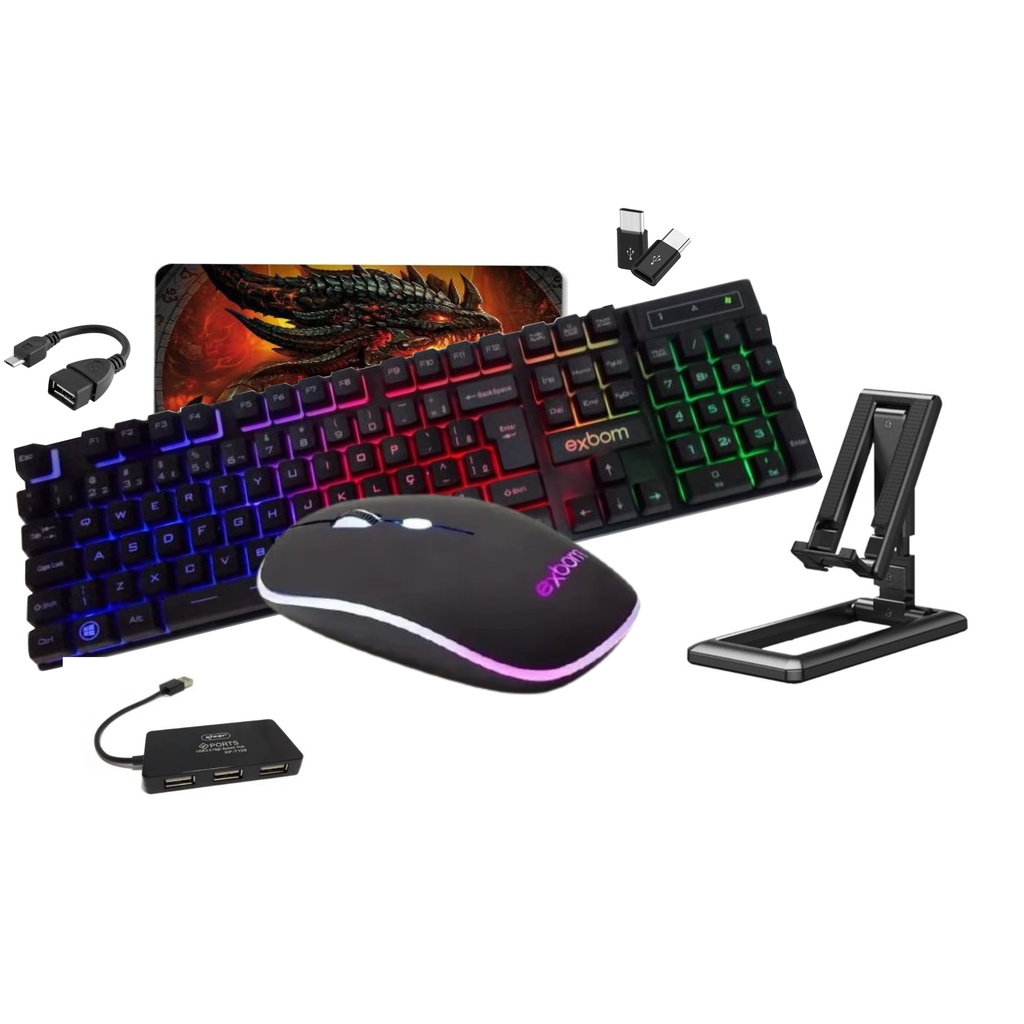 Kit Gamer Teclado One Hand E Mouse Kit Celular Mouse Pad