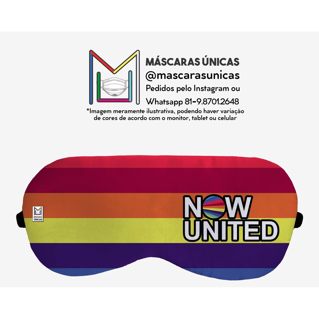 Máscara para Dormir / Descansar / Sleep Mask / Tapa Olho estampado com Now United