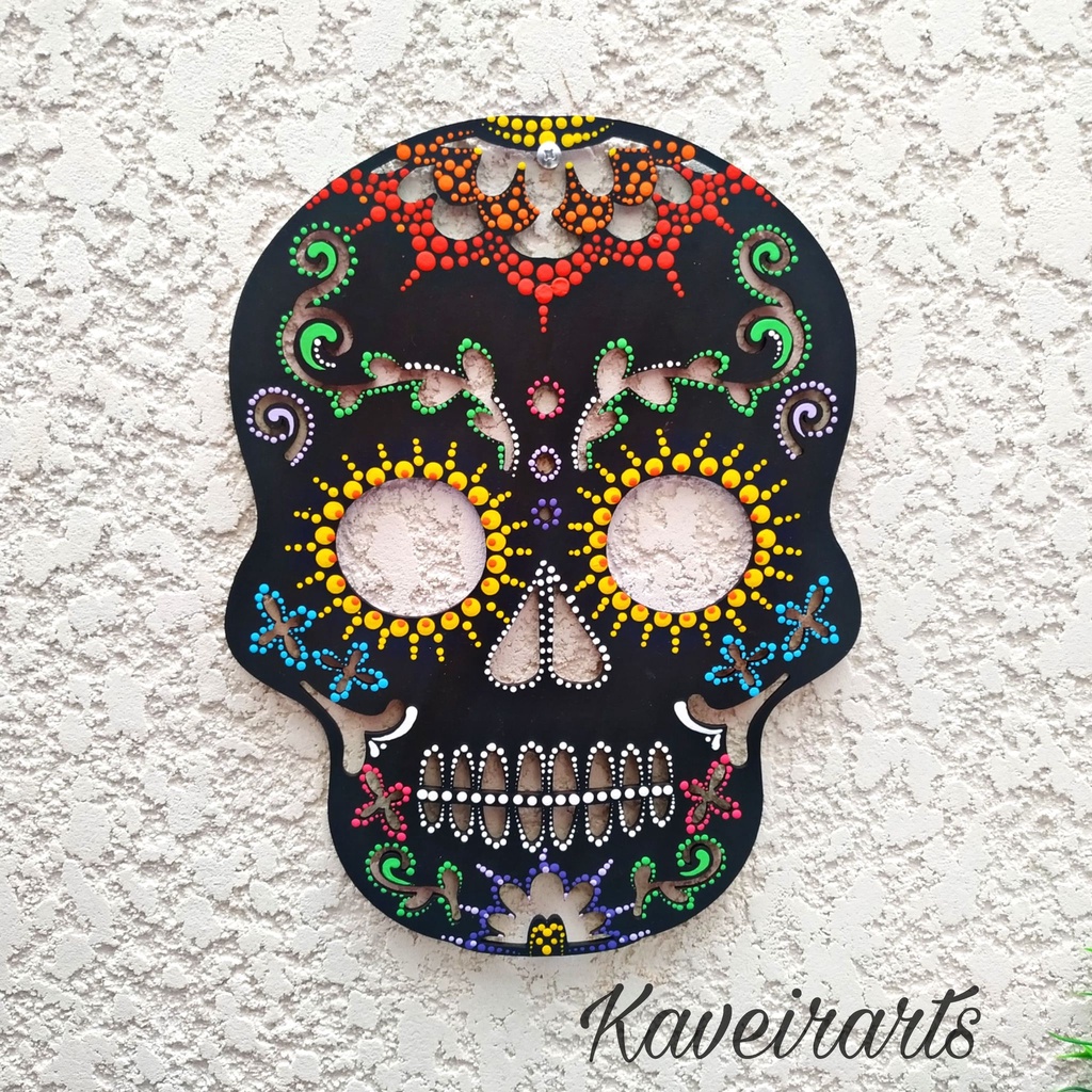 Placa Caveira Mexicana Mdf - Pontilhismo - Enfeite - Decorativa