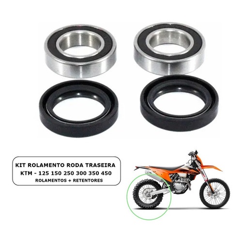 Rolamento Roda Traseira Ktm Exc Xc F 150 250 300 350 450 Kit