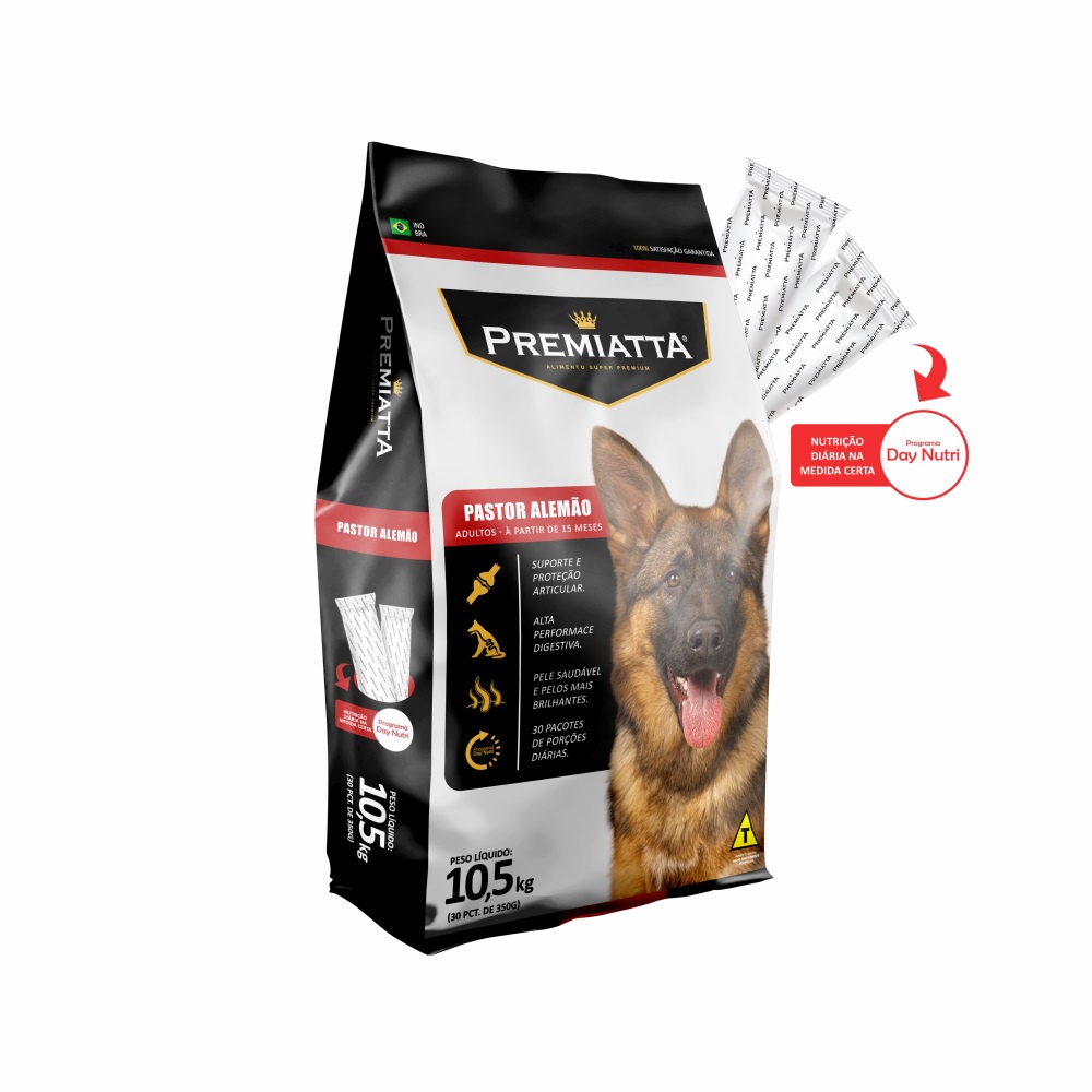 Ração Premiatta Raças Específicas Pastor Alemão para Cães Adultos (10,5 Kg = 30 x 350g)