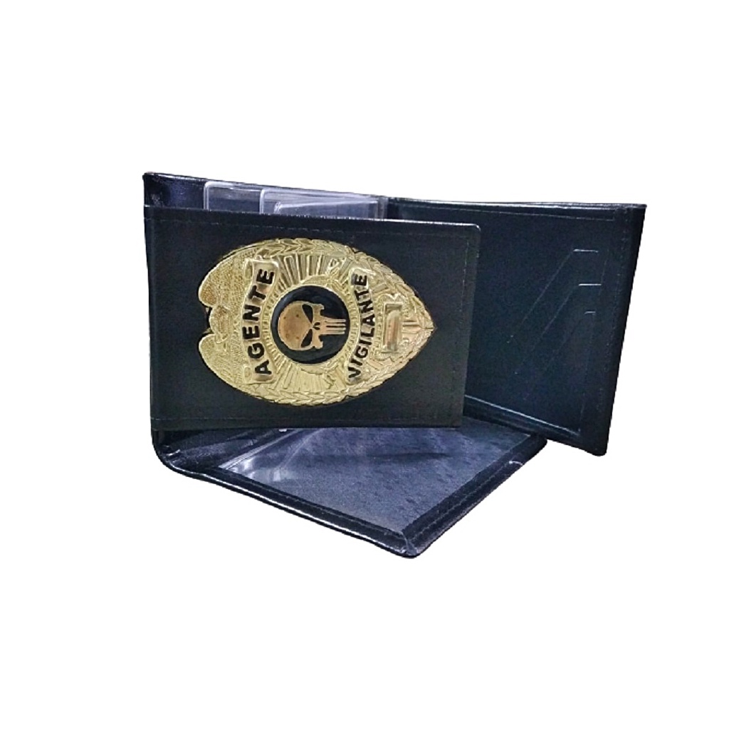 Porta documentos em couro para Agente Vigilante (brasão)
