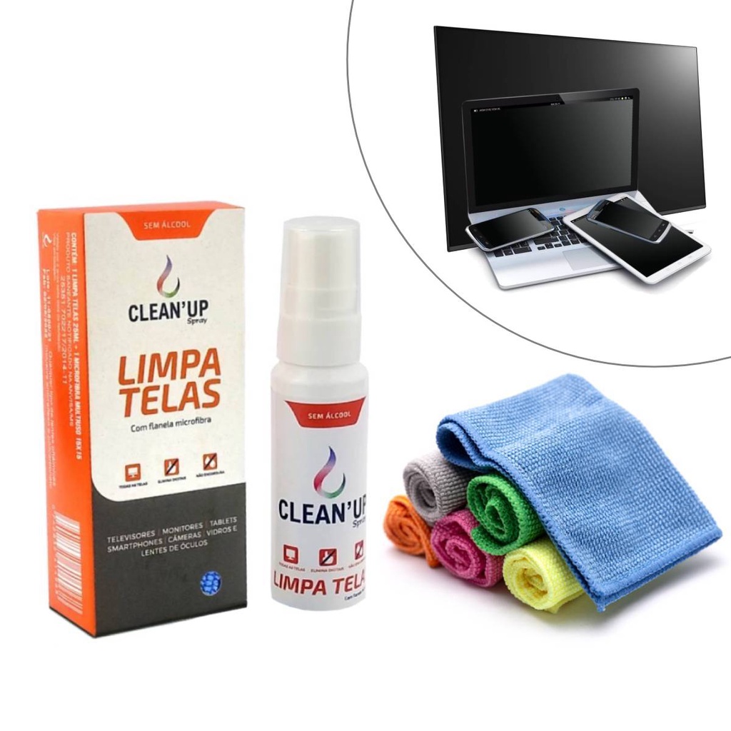 Kit 100 Limpa Tela Tv Led Celular Notebook Tablet Monitor Pc Projetor Camera Painel Vidro