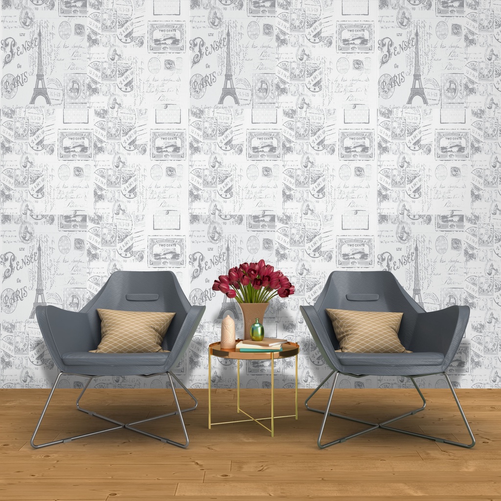 Papel de Parede Adesivo Autocolante Casual Paris Cinza Antiga Quarto Banheiro Cozinha Sala