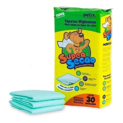 Tapete Higiênico Super Secão Petix 80x60 Ultra Absorvente Antivazamento para Cães