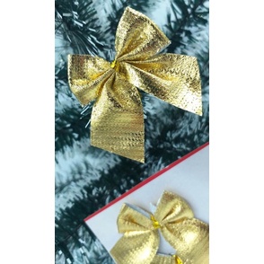 12 Lindos Laços Dourados Com 5,5cm De Larg - P/ Árvore Natal | Shopee Brasil