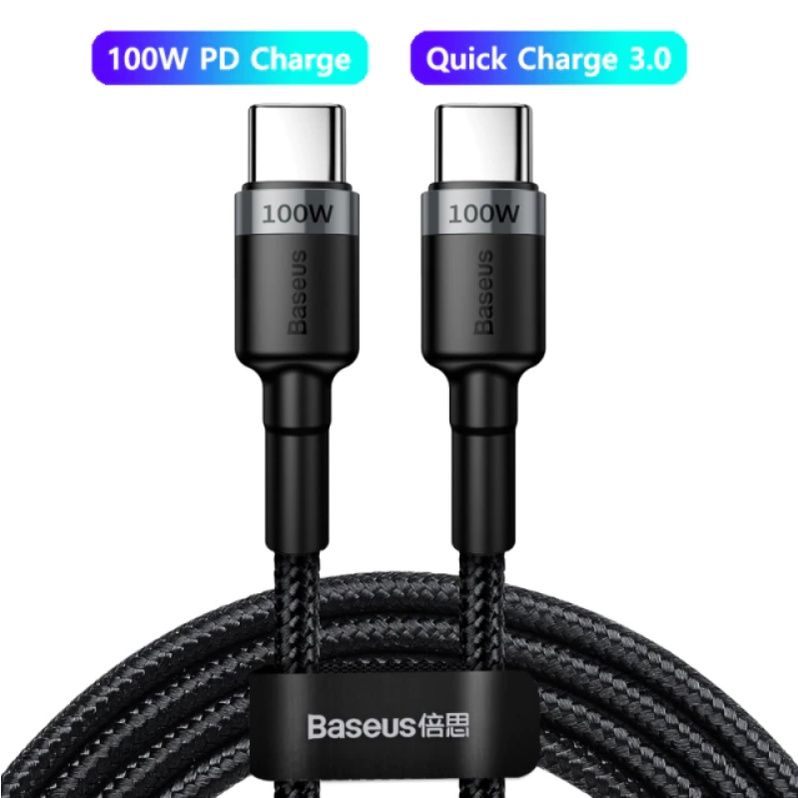 Cabo 100w Baseus USB C p/ USB C carregar rápido 5A