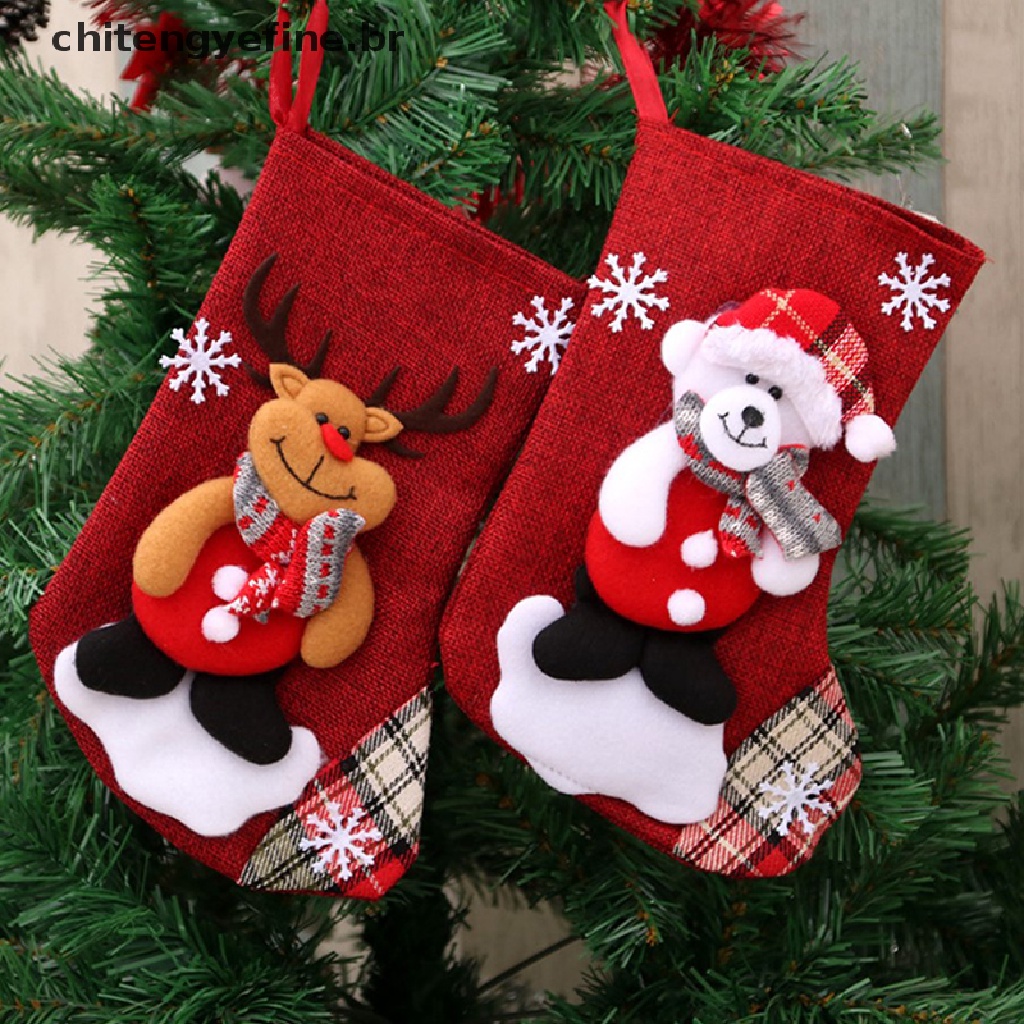 Christmas Snowman Candy Gift Bag Plush Tree Hanging  Socks Bag Santa Claus Decor 