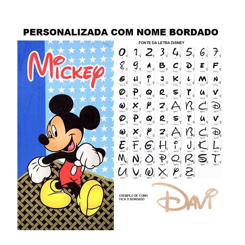 Toalha de Banho Infantil Mickey PERSONALIZADA NOME BORDADO em Oferta na Shopee