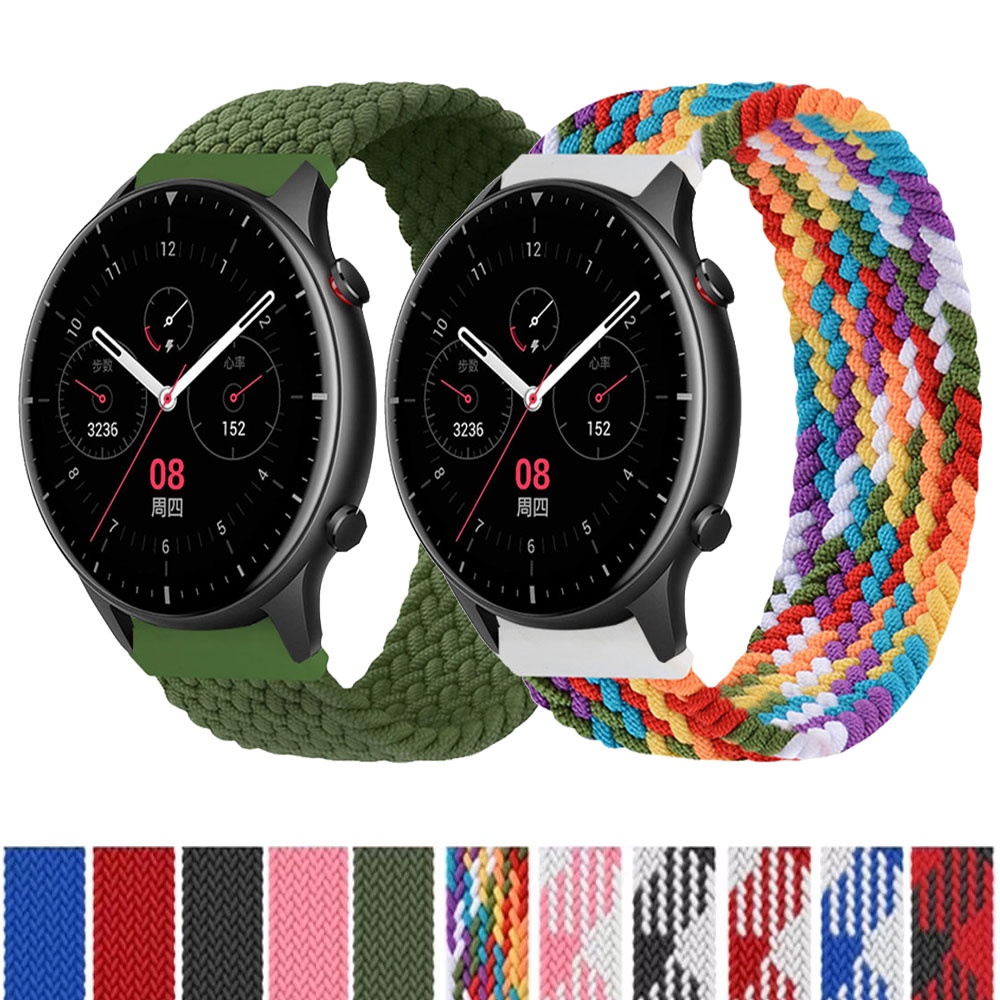 Correia De Nylon Trançada Solo 22mm Para Amazfit GTR 4 3 Pro GTR2 / Balance 2 / Cheetah Pro / Pace / GTR 47mm