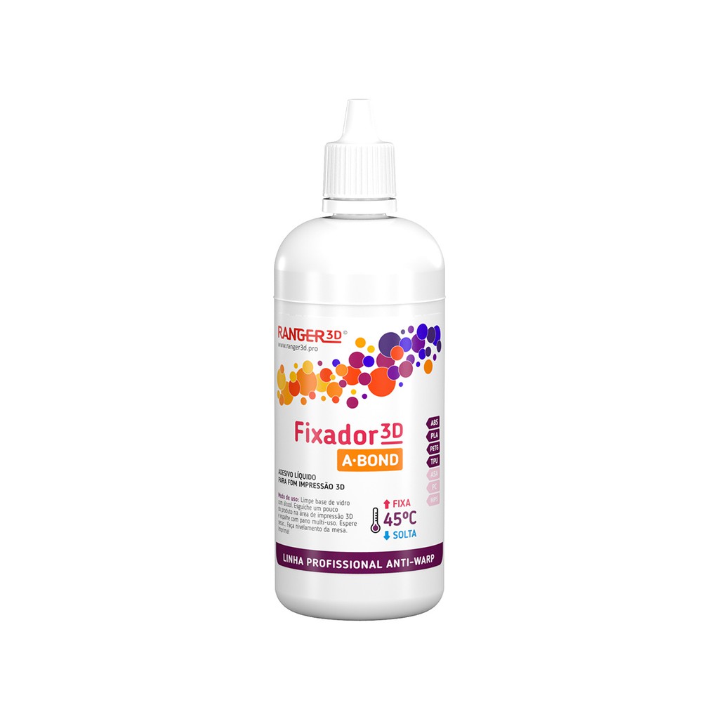 Fixador 3D A.Bond 120ml - Linha Profissional da Ranger 3D - Adesivo líquido para impressão 3D com todos os tipos de filamento - Cola adesiva para mesa aquecida.