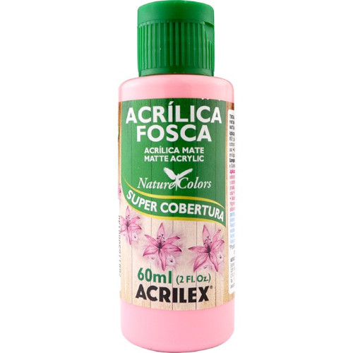 Tinta Acrílica Fosca Rosa Primavera 910 - 60ml - Indicada para Artesanato - Tinta acrilica para Madeira, Papel, Cerâmica