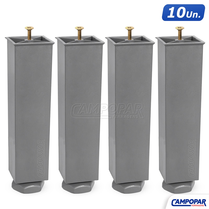 Kit 10 Pés Para Móveis Armário, Cozinha, Gabinete Regulagem De 17 A 19cm + Parafuso em Oferta na Shopee