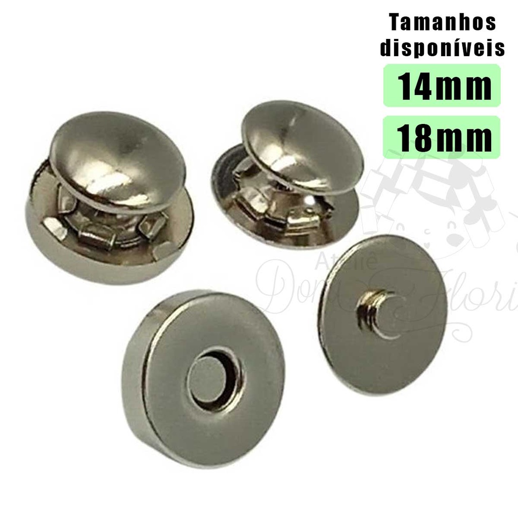 (5 pares) Botão ímã magnético imantado com 2 rebites 14mm ou 18mm níquel em Oferta na Shopee