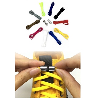 Cadarço de Tenis Elástico Fecho Metal Sem Laço - Não Amarre Adulto Infantil / Lock Laces colorido em Oferta na Shopee