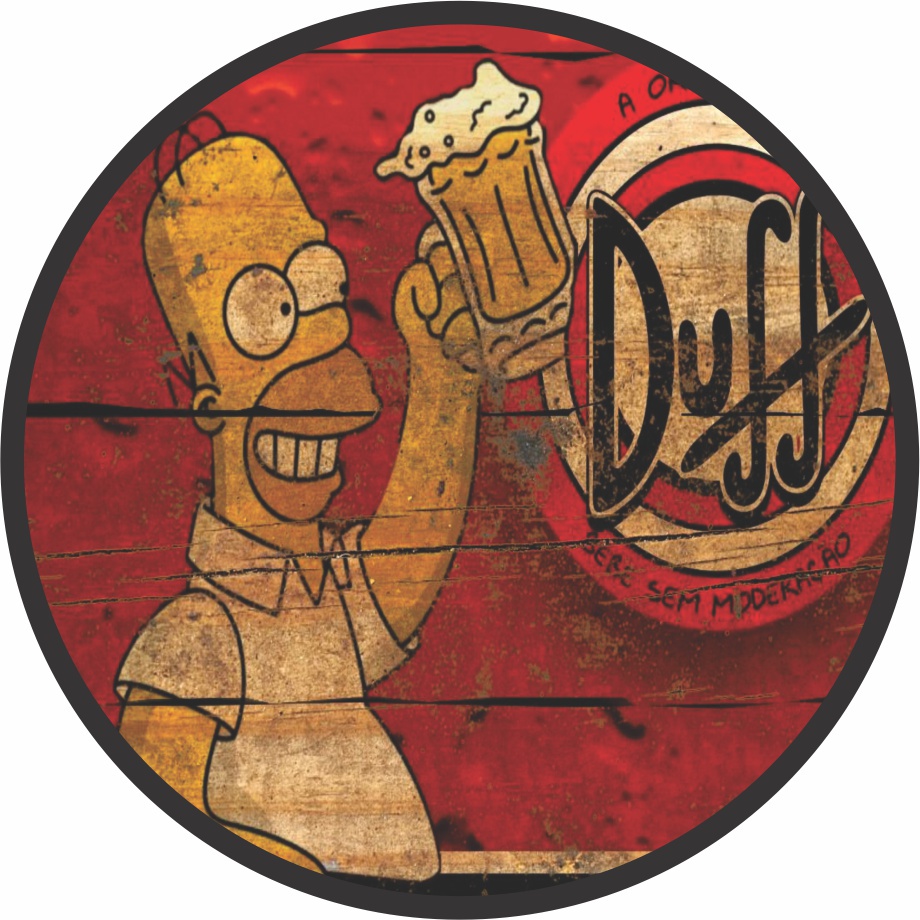 Placa mdf redonda Decorativa Simpson Bar Homer Duff 35cm