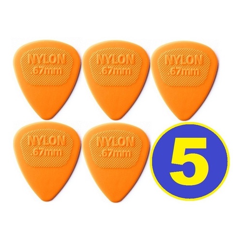 Kit Com 5 Palheta Nylon Jim Dunlop 0.67 E 1 porta palheta