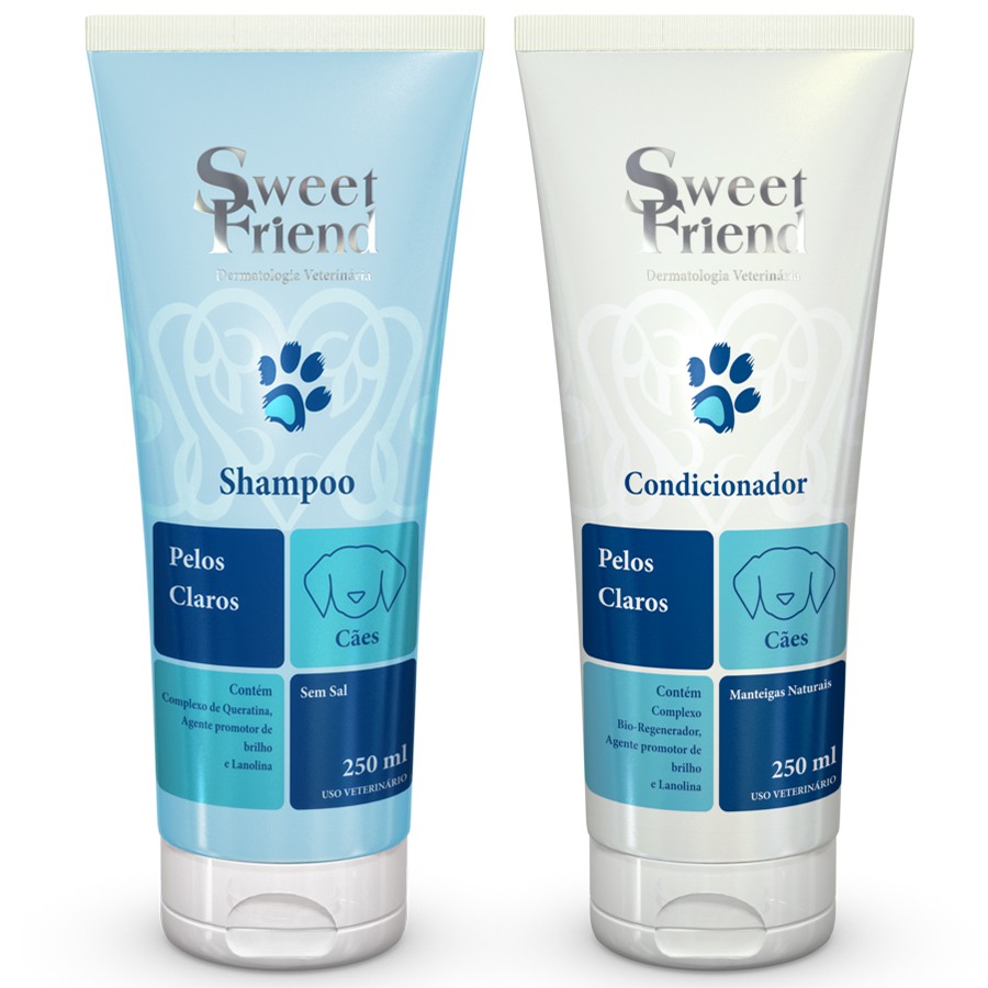 Kit Shampoo e Condicionador para Cachorro - Pelos Claros - Sweet Friend