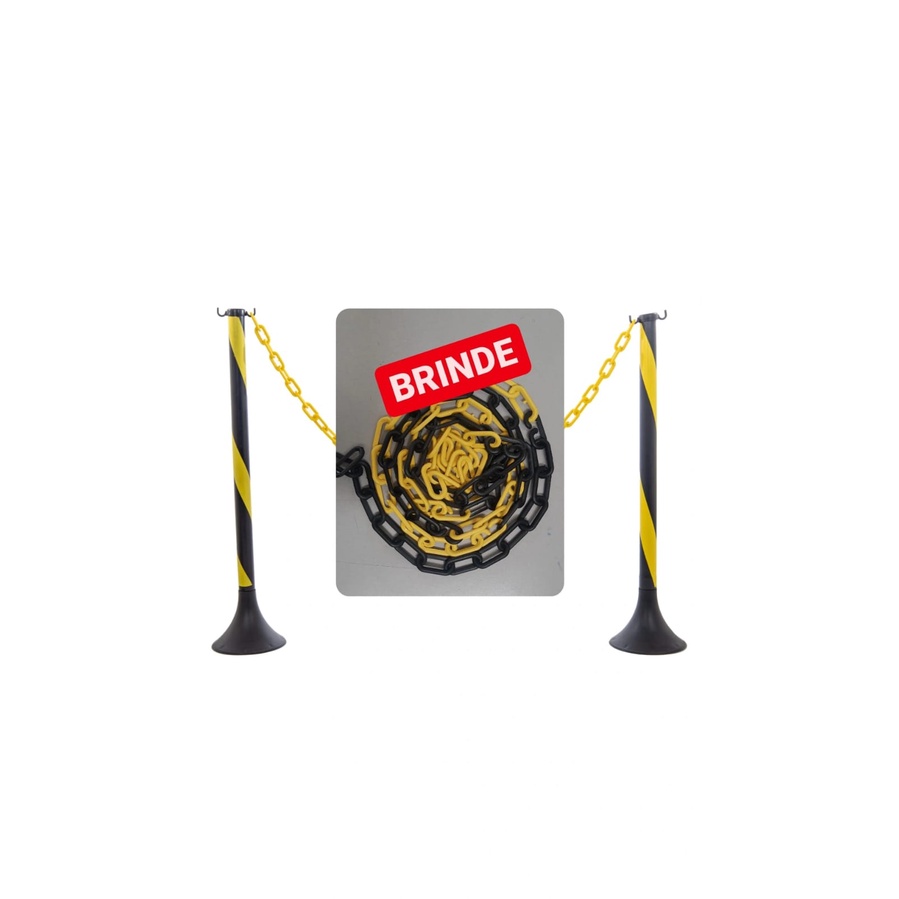 02 pedestal sinalização + 3m corrente plástica elo P BRINDE