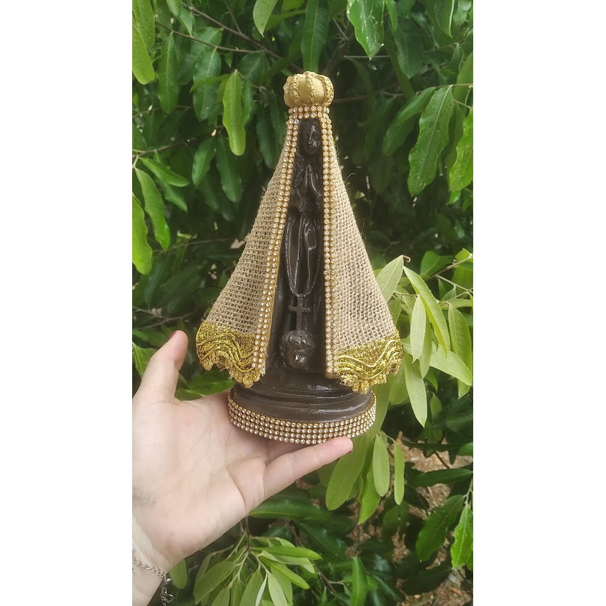 Nossa Senhora Aparecida 22cm Rústica Juta Presente Casamento Dia das Mães
