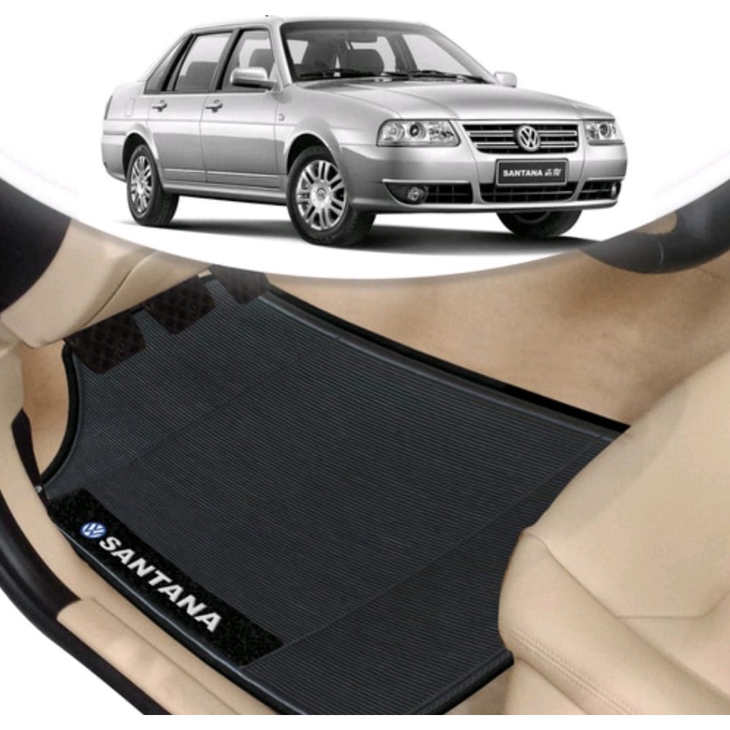 Jogo 4 Tapetes De Carro Santana Sedan e Quantum 1983 Ao 2006 Preto Borracha Grossa