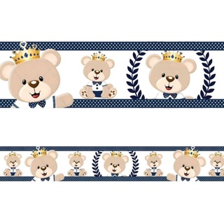 Faixa Decorativa Adesiva Para Quarto Infantil Menino Urso Príncipe Papel de Parede