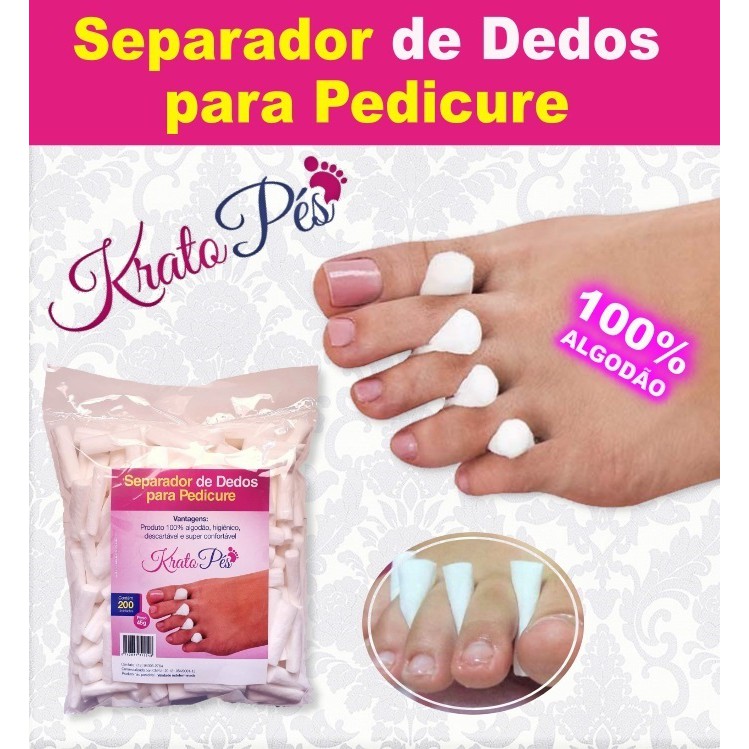 Separador de dedos p/ Pedicure em algodão [Kratopés] - Com 200 unidades em Oferta na Shopee