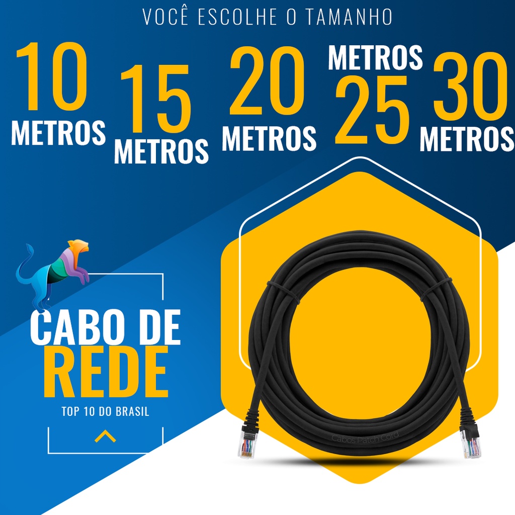 cabo de rede internet grande todos os tamanhos e cores cat5e veloz internet