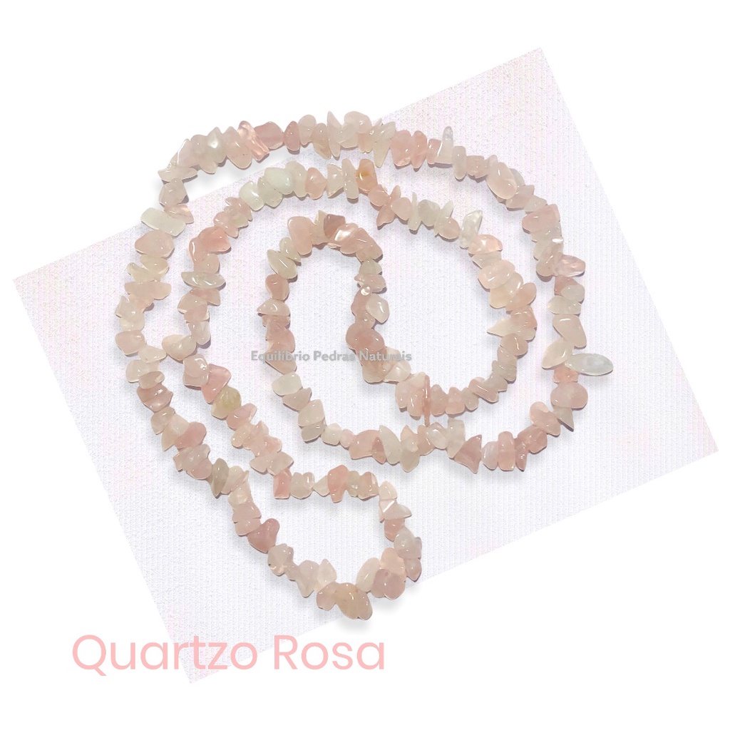 Colar Fio Cascalho Pedra Natural Quartzo Rosa - Amor E Autoestima ...