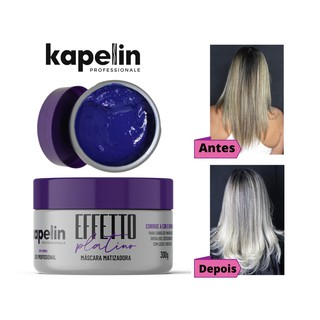 Máscara Matizadora Violeta Efeito Platinado Matizante Kapelin Professionale Effetto Platino 300g/Máscara Desamareladora profissional para cabelos loiro e grisalho 300 ml.