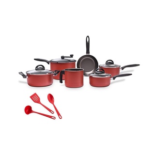 Jogo de Panelas Brinox Chilli 6 Peças Com Pipoqueira Cereja + Colheres