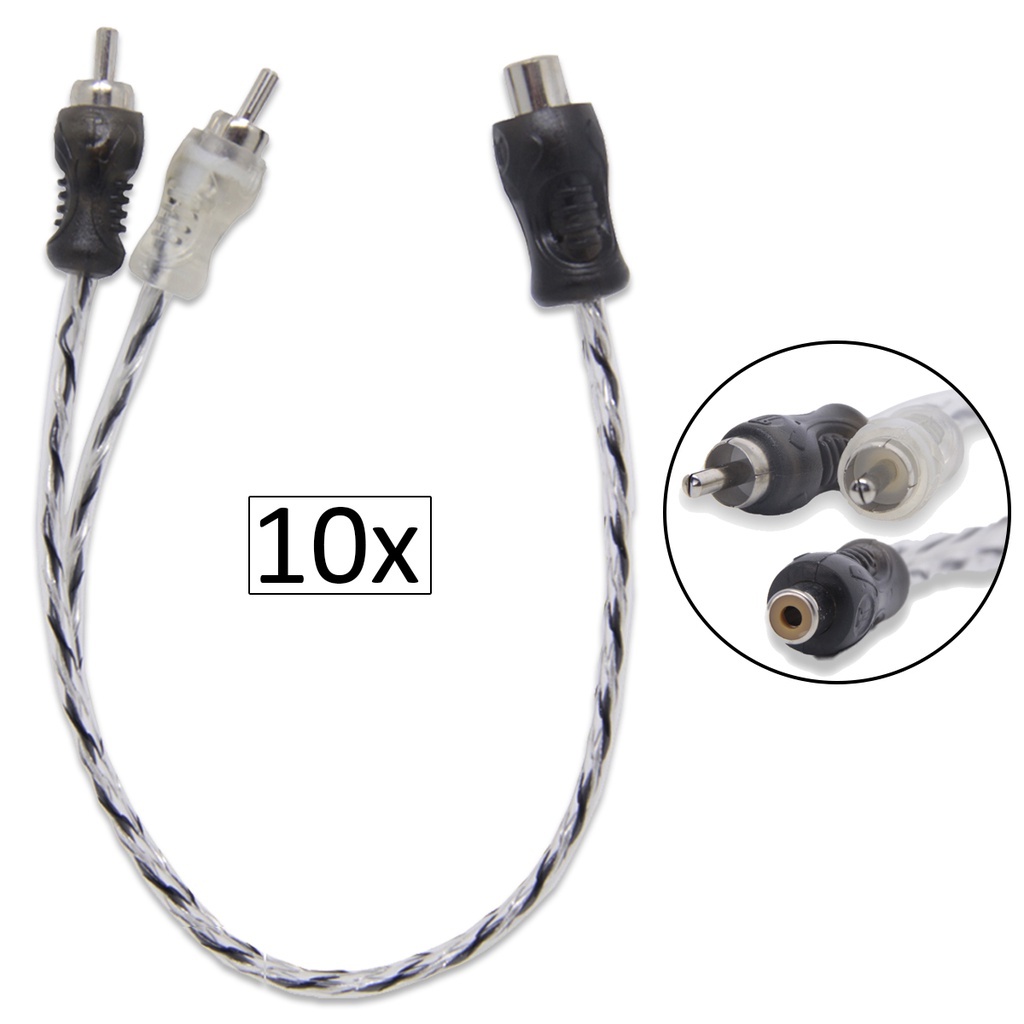Kit com 10 Cabos Y RCA Injetado 1 Fêmea / 2 Machos - Para Módulo Amplificador - Techone em Oferta na Shopee