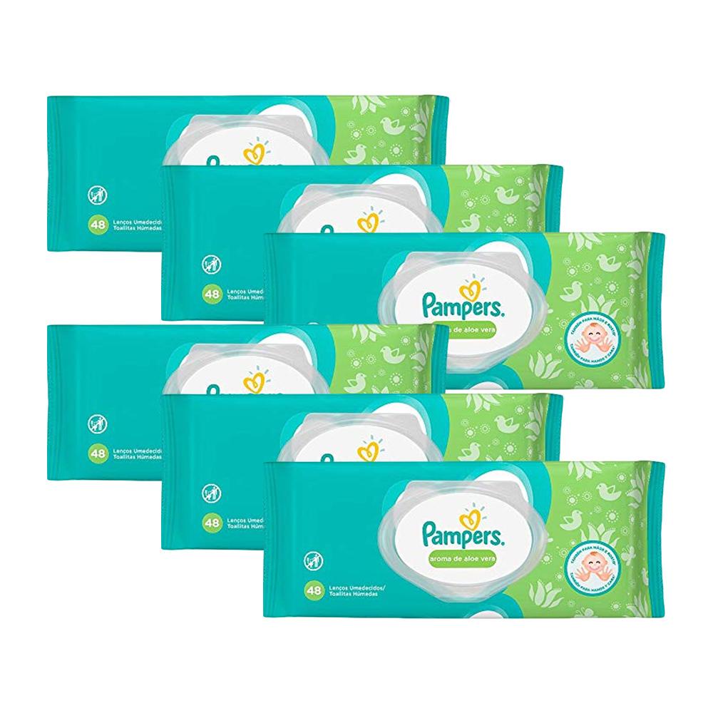 Kit Lenços Umedecidos Pampers Aloe Vera com 288 unidades
