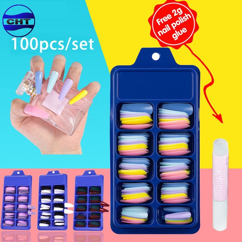 with gluekit 100 unhas postiças carimbo de unha shopee brasil