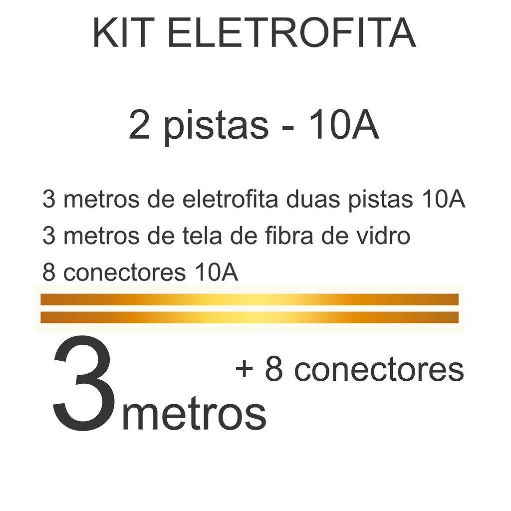 Kit Eletrofita 2 pistas (10A / 750V) - 3 metros + 8 conectores
